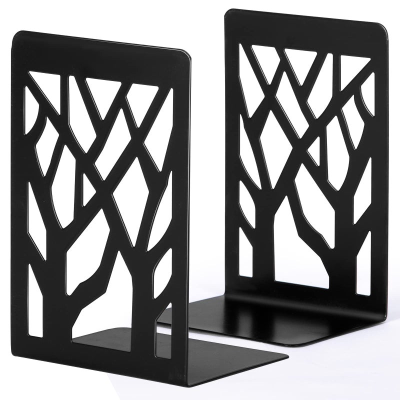 INNÃ”PLUS Book Ends, Bookends, Book Ends for Shelves, Bookends for Shelves, Bookend, Book Ends for Heavy Books, Book Shelf Holder Home Decorative, Metal Bookends Black 1 Pair, Bookend Supports, Book Stoppers - Image 1